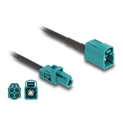 Delock - Kabel antény - mini konektor FAKRA Z (M) do konektor FAKRA Z (F) - 1 m - RAL 5021, modrá water blue