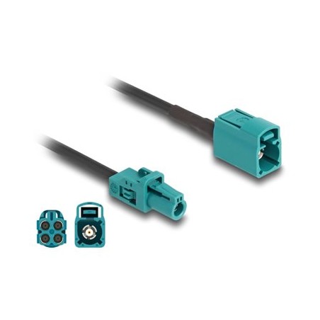 Delock - Kabel antény - mini konektor FAKRA Z (M) do konektor FAKRA Z (F) - 1 m - RAL 5021, modrá water blue