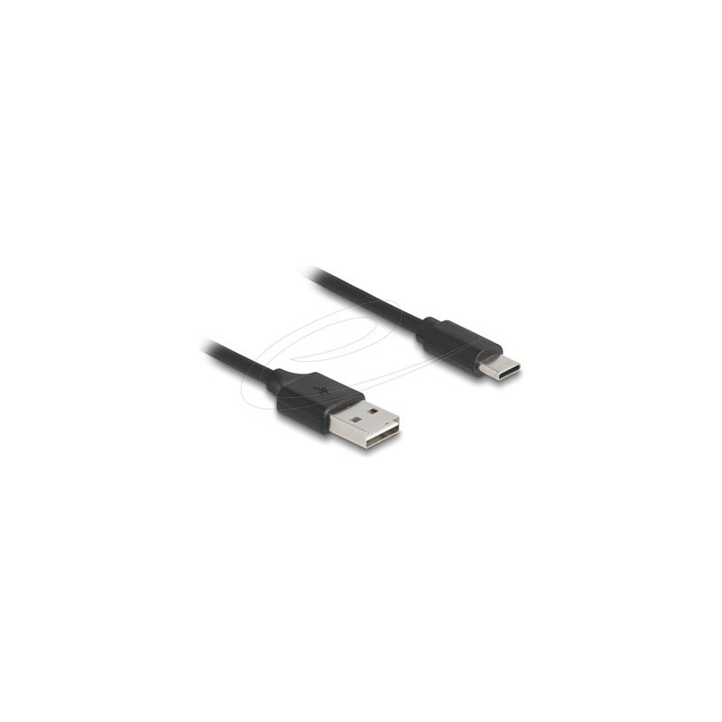 Delock - USB kabel - USB (M) reverzní do USB-C (M) - USB 2.0 - 2 A - 80 cm - svinutý, snadný USB - cerná