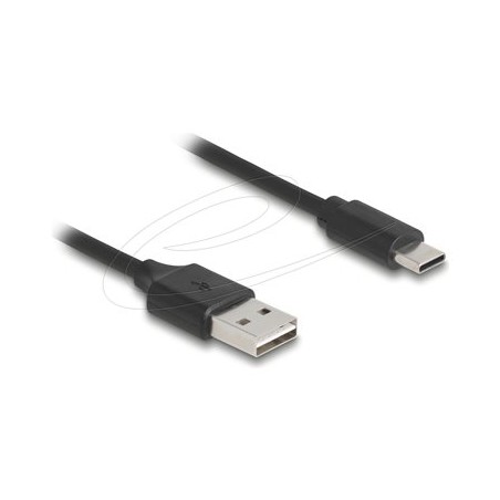 Delock - USB kabel - USB (M) reverzní do USB-C (M) - USB 2.0 - 2 A - 80 cm - svinutý, snadný USB - cerná