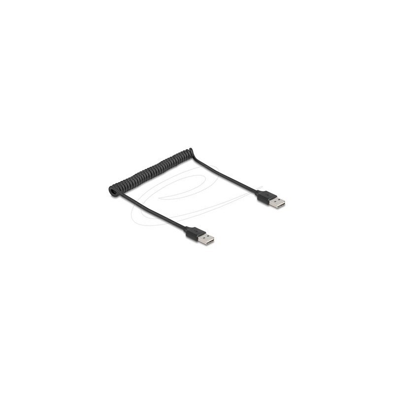 Delock - Kabel USB - USB (M) reverzní do USB (M) - USB 2.0 - 2 A - 80 cm - svinutý, snadný USB - cerná