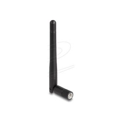 Delock - Anténa - WLAN 802.11 ac/ax/a/b/g/n, RP-SMA konektor, se sklopným kloubem - 2 dBi - všesmerová - cerná
