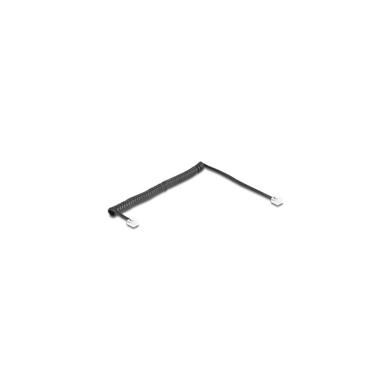 Delock - Telefonní kabel - RJ-11 (M) do RJ-11 (M) - 2 m - 4.8 mm - svinutý, pozlacené kontakty - cerná