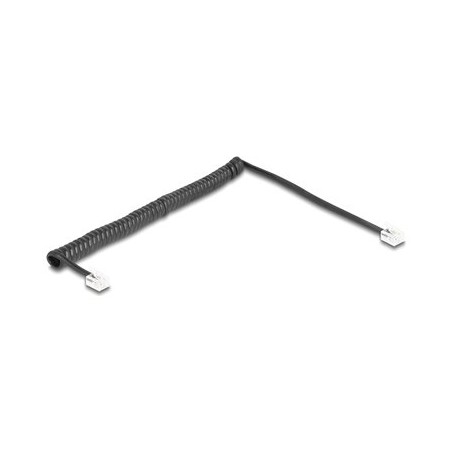 Delock - Telefonní kabel - RJ-11 (M) do RJ-11 (M) - 2 m - 4.8 mm - svinutý, pozlacené kontakty - cerná