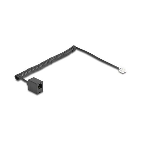 Delock - Telefonní kabel - RJ-11 (F) do RJ-11 (M) - 2 m - svinutý - cerná