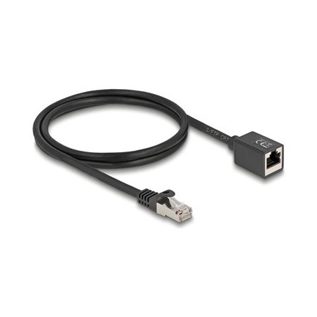 Delock - Sítový prodlužovací kabel - RJ-45 (M) do RJ-45 (F) - 1 m - 6 mm - S/FTP - CAT 6a - neobsahuje halogen - cerná