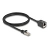 Delock - Sítový prodlužovací kabel - RJ-45 (M) do RJ-45 (F) - 1 m - 6 mm - S/FTP - CAT 6a - neobsahuje halogen - cerná