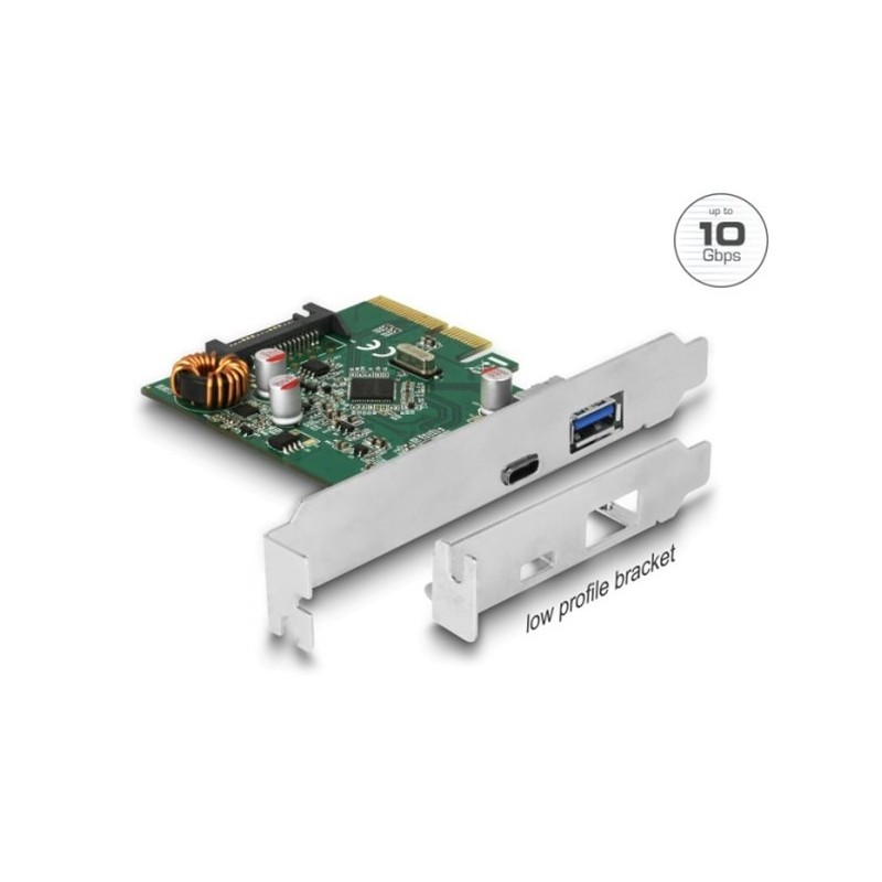Delock - USB adaptér - PCIe 3.0 x4 nízký profil - USB-C 3.1 Gen 2 x 1 + USB 3.1 Gen 2 x 1