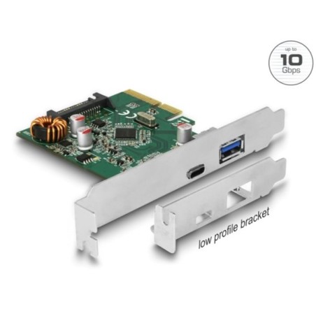 Delock - USB adaptér - PCIe 3.0 x4 nízký profil - USB-C 3.1 Gen 2 x 1 + USB 3.1 Gen 2 x 1