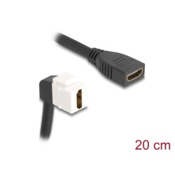 Delock - HDMI kabel - HDMI se zdírkami (female) do HDMI se zdírkami (female) úhlový, klícový kámen - 20 cm - cerná / bílá