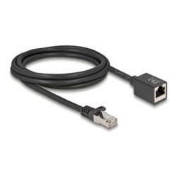 Delock - Sítový prodlužovací kabel - RJ-45 (M) do RJ-45 (F) - 2 m - 6 mm - S/FTP - CAT 6a - neobsahuje halogen, provedení bez