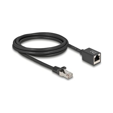 Delock - Sítový prodlužovací kabel - RJ-45 (M) do RJ-45 (F) - 2 m - 6 mm - S/FTP - CAT 6a - neobsahuje halogen, provedení bez