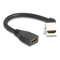 Delock - HDMI kabel - HDMI se zdírkami (female) úhel, klícový do HDMI se zdírkami (female) - 20 cm - cerná / bílá - podpora