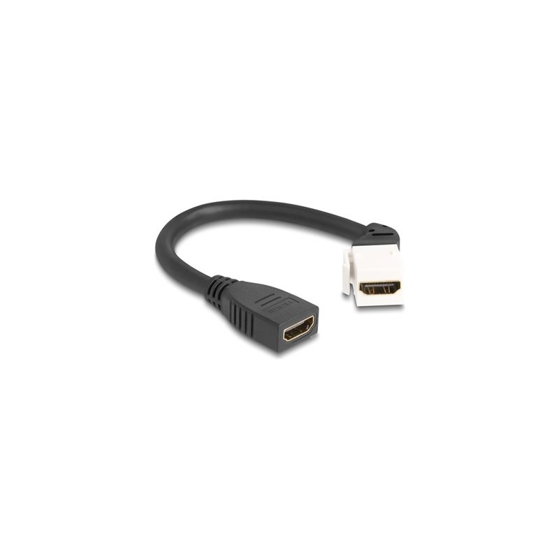 Delock - HDMI kabel - HDMI se zdírkami (female) úhel, klícový do HDMI se zdírkami (female) - 20 cm - cerná / bílá - podpora