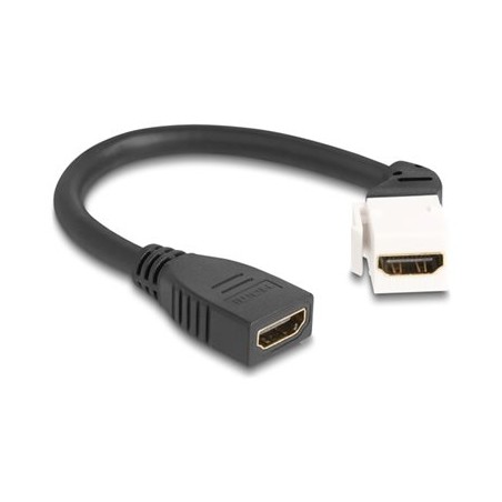 Delock - HDMI kabel - HDMI se zdírkami (female) úhel, klícový do HDMI se zdírkami (female) - 20 cm - cerná / bílá - podpora