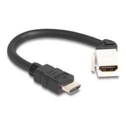 Delock - HDMI kabel - HDMI se zdírkami (female) úhel, klícový do HDMI s piny (male) - 20 cm - cerná / bílá - podpora 8K60Hz