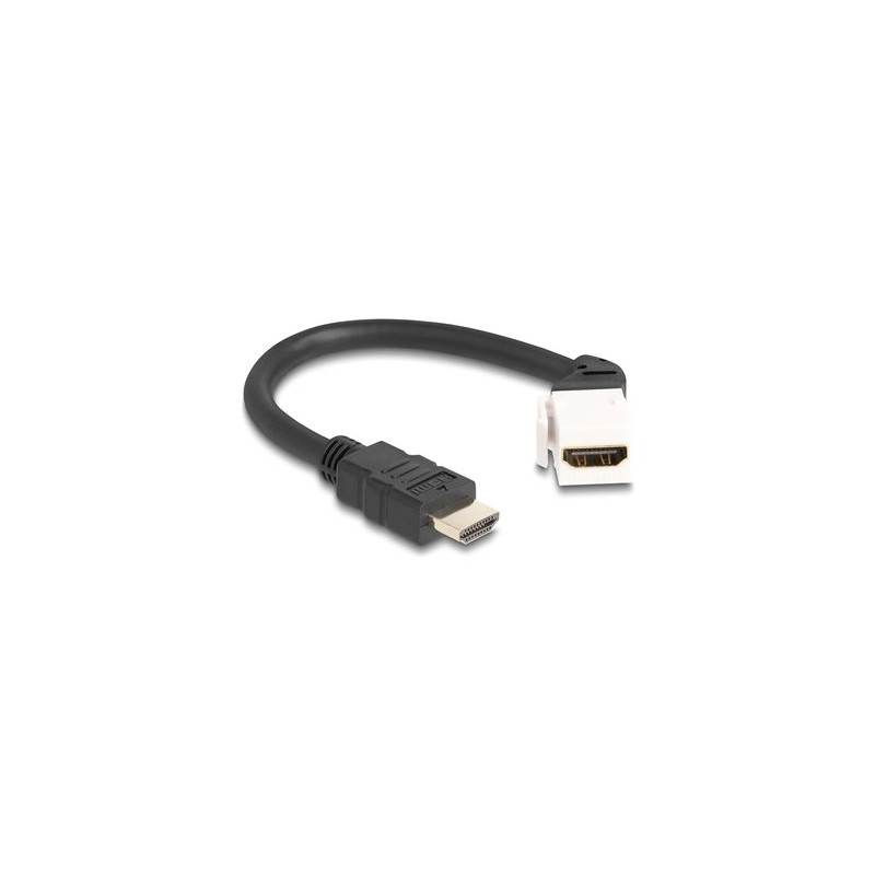 Delock - HDMI kabel - HDMI se zdírkami (female) úhel, klícový do HDMI s piny (male) - 20 cm - cerná / bílá - podpora 8K60Hz