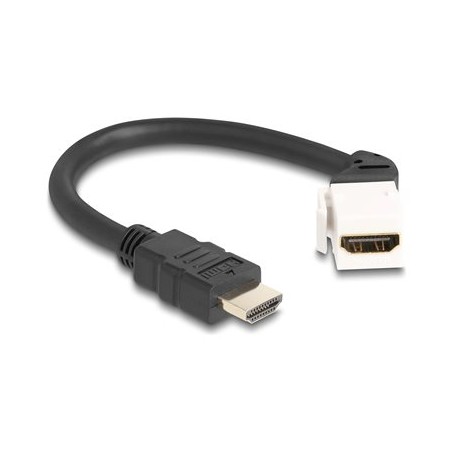 Delock - HDMI kabel - HDMI se zdírkami (female) úhel, klícový do HDMI s piny (male) - 20 cm - cerná / bílá - podpora 8K60Hz