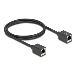 Delock - Sítový kabel - RJ-45 (F) do RJ-45 (F) - 1 m - 6 mm - S/FTP - CAT 6a - neobsahuje halogen - cerná