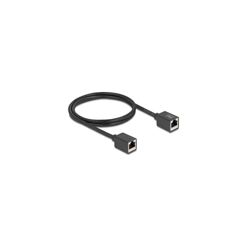 Delock - Sítový kabel - RJ-45 (F) do RJ-45 (F) - 1 m - 6 mm - S/FTP - CAT 6a - neobsahuje halogen - cerná