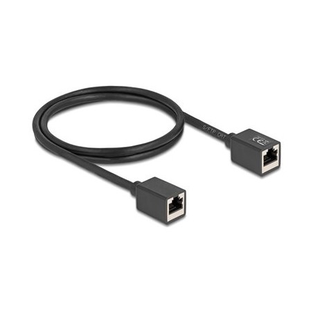 Delock - Sítový kabel - RJ-45 (F) do RJ-45 (F) - 1 m - 6 mm - S/FTP - CAT 6a - neobsahuje halogen - cerná