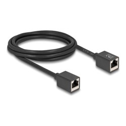 Delock - Sítový kabel - RJ-45 (F) do RJ-45 (F) - 2 m - 6 mm - S/FTP - CAT 6a - neobsahuje halogen - cerná