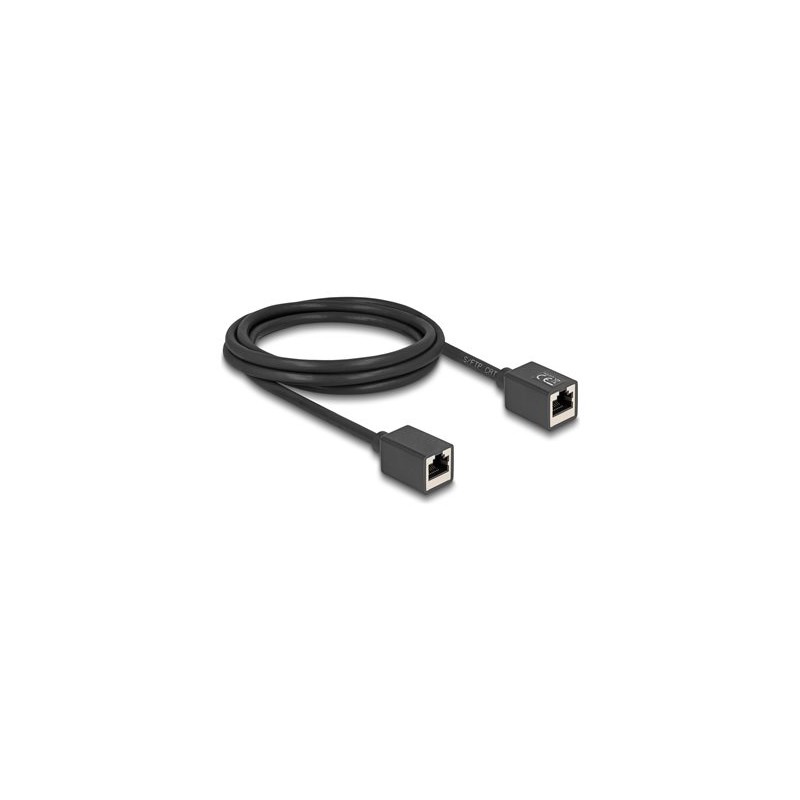 Delock - Sítový kabel - RJ-45 (F) do RJ-45 (F) - 2 m - 6 mm - S/FTP - CAT 6a - neobsahuje halogen - cerná