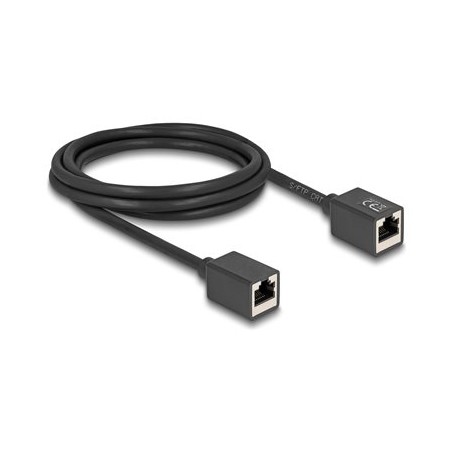 Delock - Sítový kabel - RJ-45 (F) do RJ-45 (F) - 2 m - 6 mm - S/FTP - CAT 6a - neobsahuje halogen - cerná