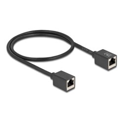 Delock - Sítový kabel - RJ-45 (F) do RJ-45 (F) - 50 cm - 6 mm - S/FTP - CAT 6a - neobsahuje halogen - cerná