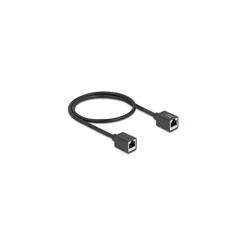 Delock - Sítový kabel - RJ-45 (F) do RJ-45 (F) - 50 cm - 6 mm - S/FTP - CAT 6a - neobsahuje halogen - cerná