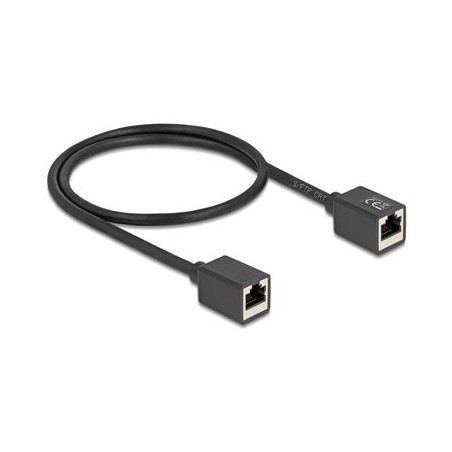Delock - Sítový kabel - RJ-45 (F) do RJ-45 (F) - 50 cm - 6 mm - S/FTP - CAT 6a - neobsahuje halogen - cerná