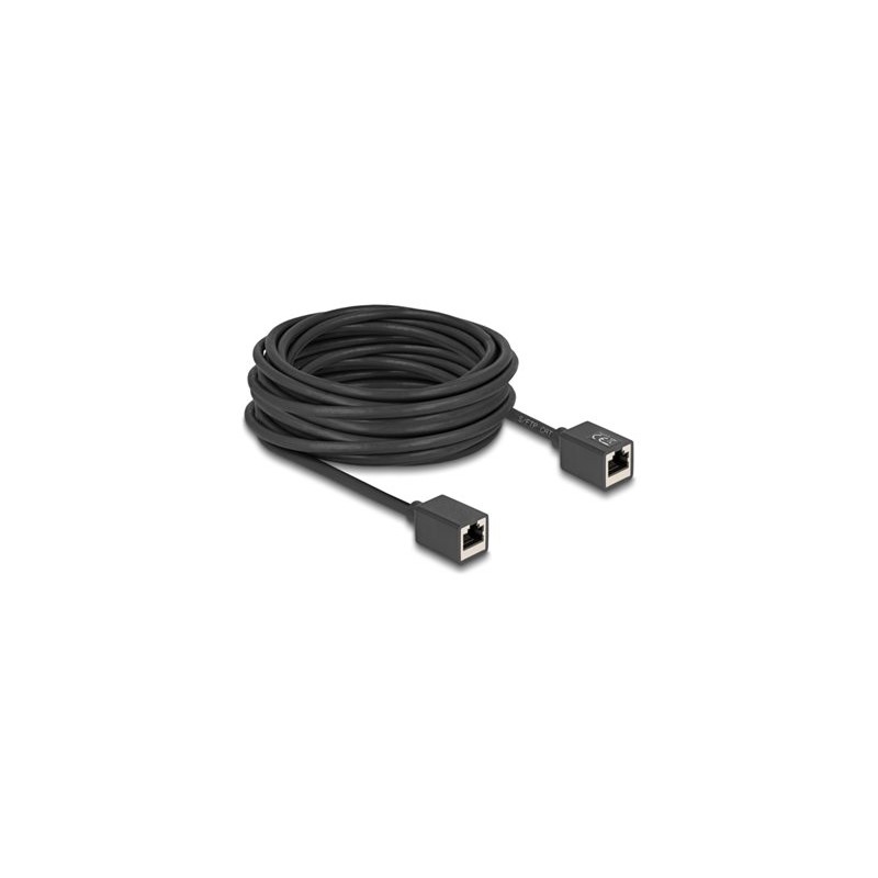 Delock - Sítový kabel - RJ-45 (F) do RJ-45 (F) - 10 m - 6 mm - S/FTP - CAT 6a - neobsahuje halogen - cerná