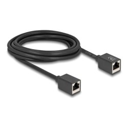 Delock - Sítový kabel - RJ-45 (F) do RJ-45 (F) - 3 m - 6 mm - S/FTP - CAT 6a - neobsahuje halogen - cerná
