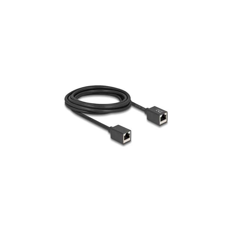 Delock - Sítový kabel - RJ-45 (F) do RJ-45 (F) - 3 m - 6 mm - S/FTP - CAT 6a - neobsahuje halogen - cerná