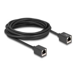 Delock - Sítový kabel - RJ-45 (F) do RJ-45 (F) - 5 m - 6 mm - S/FTP - CAT 6a - neobsahuje halogen - cerná