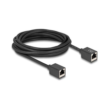 Delock - Sítový kabel - RJ-45 (F) do RJ-45 (F) - 5 m - 6 mm - S/FTP - CAT 6a - neobsahuje halogen - cerná