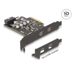 Delock - USB adaptér - PCIe 3.0 x4 nízký profil - USB-C x 1 + USB x 1 + USB 3.0 (interní) x 1