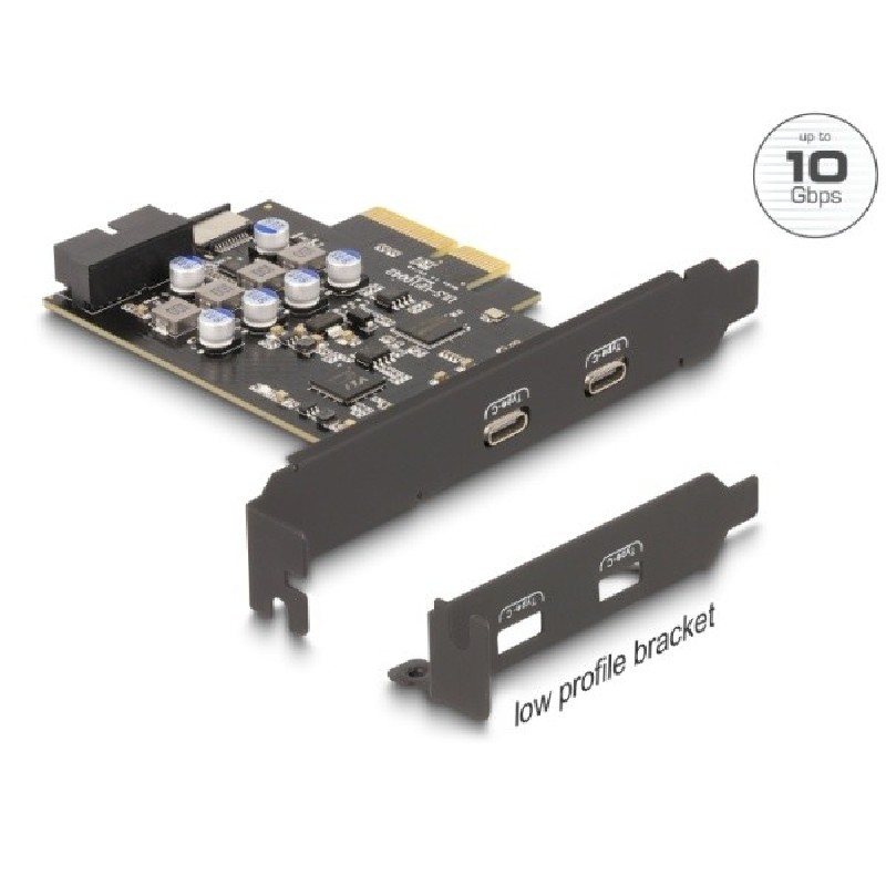 Delock - USB adaptér - PCIe 3.0 x4 nízký profil - USB-C x 1 + USB x 1 + USB 3.0 (interní) x 1