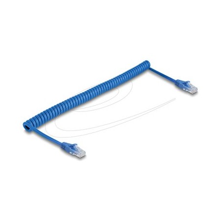 Delock - Sítový kabel - RJ-45 (M) do RJ-45 (M) - 3.3 m - 5.5 mm - UTP - CAT 6 - svinutý, provedení bez hrbolku - modrá