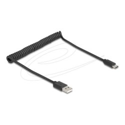Delock - USB kabel - USB (M) do USB-C (M) - USB 2.0 - 2 A - 75 cm - svinutý - cerná