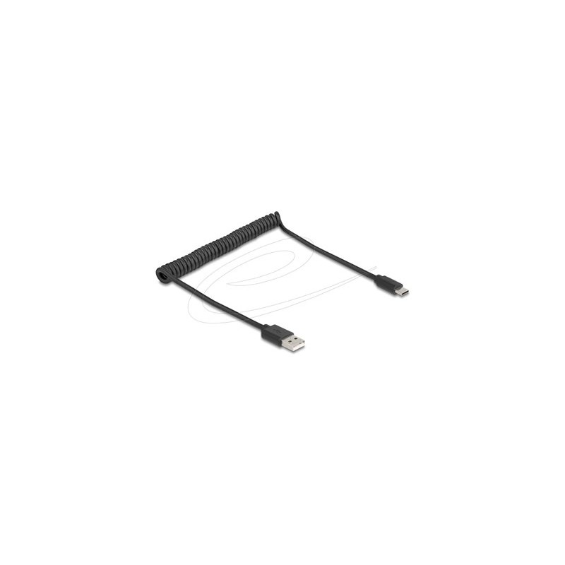 Delock - USB kabel - USB (M) do USB-C (M) - USB 2.0 - 2 A - 75 cm - svinutý - cerná