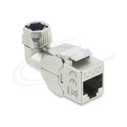Delock - Modul - bez nástroju, 90° úhlový, pro prumer kabelu od 6,0 do 8,5 mm - CAT 6a - stínený - RJ-45, LSA