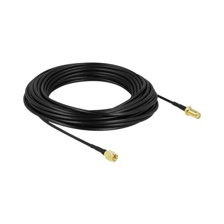 Delock - Prodlužovací šňůra pro anténu - SMA zástrčka do SMA se zdířkami (female) - 15 m - koaxiál - černá