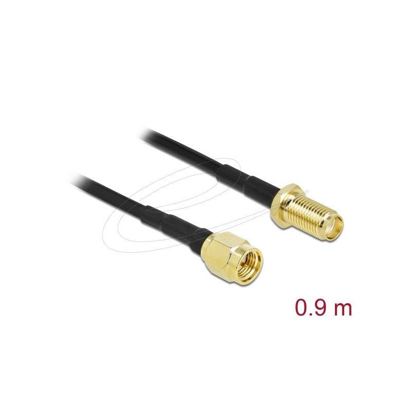 Delock - Kabel antény - SMA zástrčka do SMA zásuvka - 90 cm - koaxiál - černá
