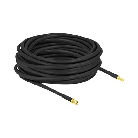 Delock - Prodlužovací šňůra pro anténu - RP-SMA zástrčka do RP-SMA se zdířkami (female) - 10 m - koaxiál - černá 90446