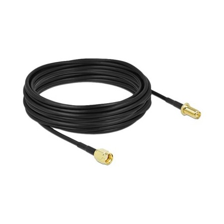 Delock - Prodlužovací šňůra pro anténu - RP-SMA zástrčka do RP-SMA se zdířkami (female) - 10 m - koaxiál - černá 90465