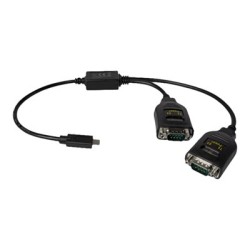 Delock Adapter USB Type-C to 2 x Serial RS-232 DB9 with 15 kV ESD protection - Sériový adaptér - USB-C - RS-232 x 2
