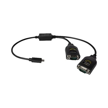 Delock Adapter USB Type-C to 2 x Serial RS-232 DB9 with 15 kV ESD protection - Sériový adaptér - USB-C - RS-232 x 2