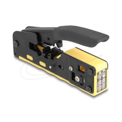 Delock - Lemovací nástroj - pro 6P/8P konektory RJ45/RJ11 cat. 5/6/7 s nožem a odizolovacem - cerná, žlutá