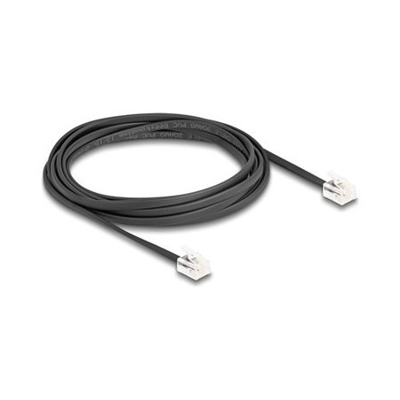 Delock - Telefonní kabel - RJ-11 (M) do RJ-11 (M) - 3 m - plochý - cerná